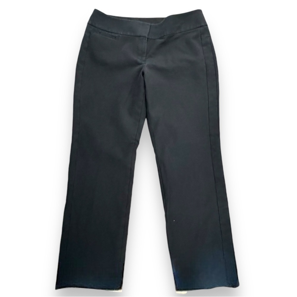 Ann Taylor LOFT Sz 12 Julie Black  Double Side Seams Dress Pants Cotton Spandex